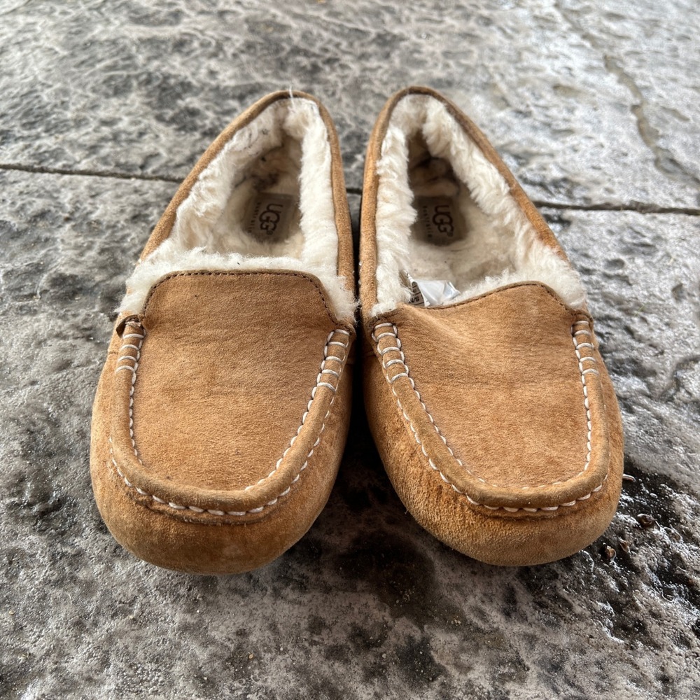 UGG Australia Ansley Chestnut Suede Moccasin Slippers 3312 Womens Size 6 - Picture 4 of 10